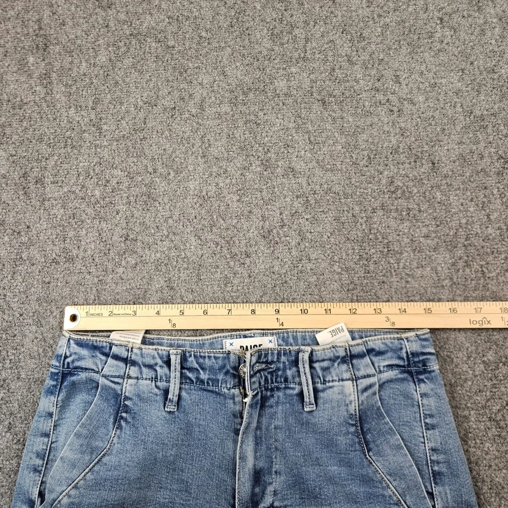 Paige Drew Cargo Pockets Straight Leg Jeans Light Wash Blue Size 27 WB068